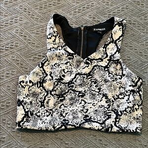 Express Monochrome Snake Print Crop Top